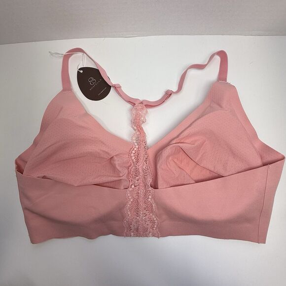 Shapellx Wireless Lace Racerback Pullover Pink Bra Sz Large New - Picture 3 of 7